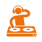 DJ Figure using a DJ Deck